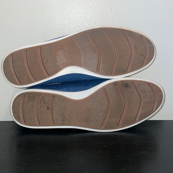 ALDO Blue Canvas Slip-On Shoes with Leather Sole Beds.  Size 12 - Picture 11 of 12